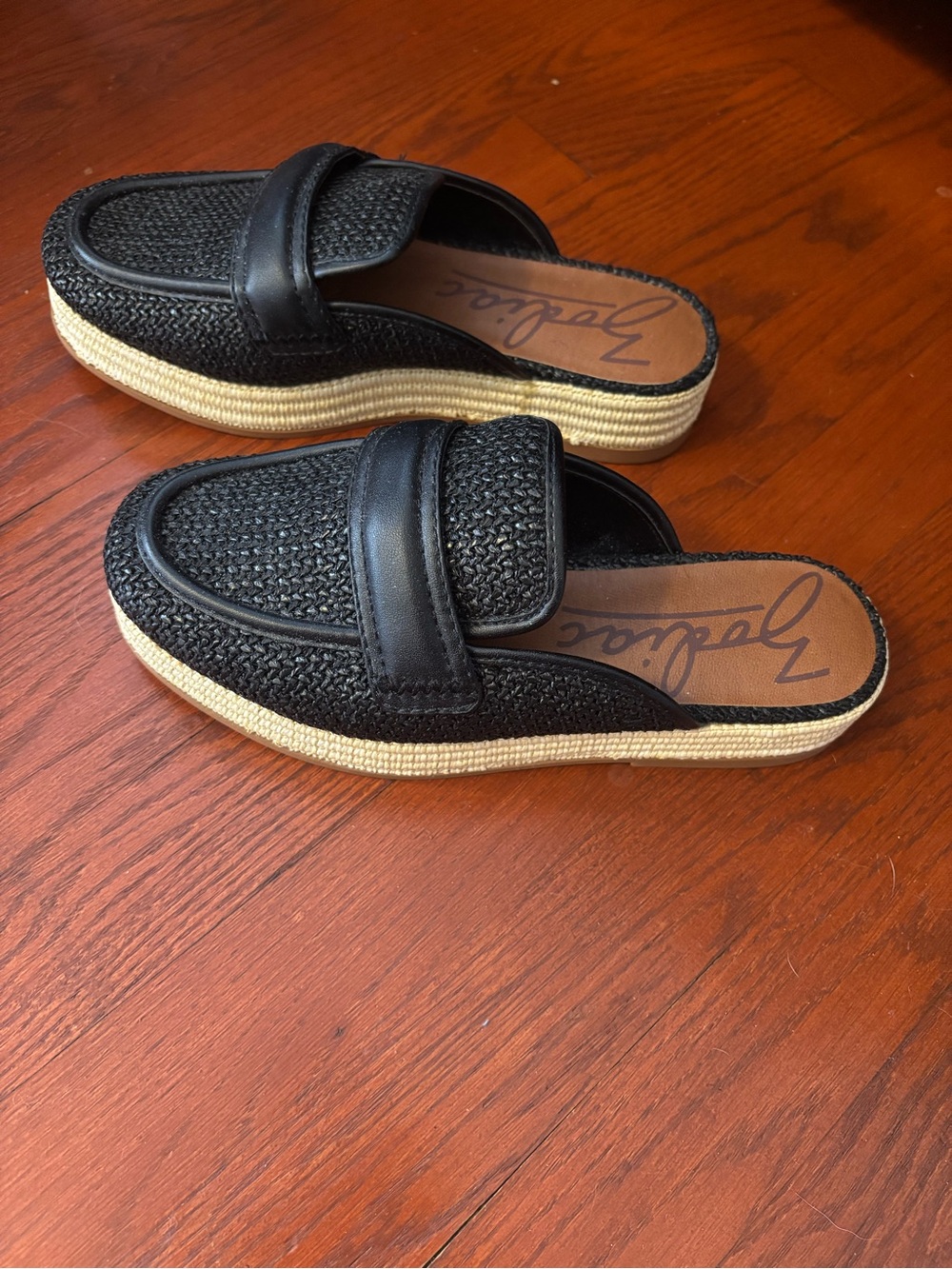 Black Woven Platform Mules by Zodiac